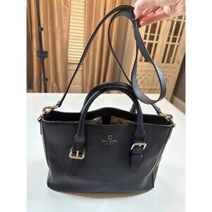 Kate Spade New York Black Leather Satchel Adjustable Strap 13x9 Inches